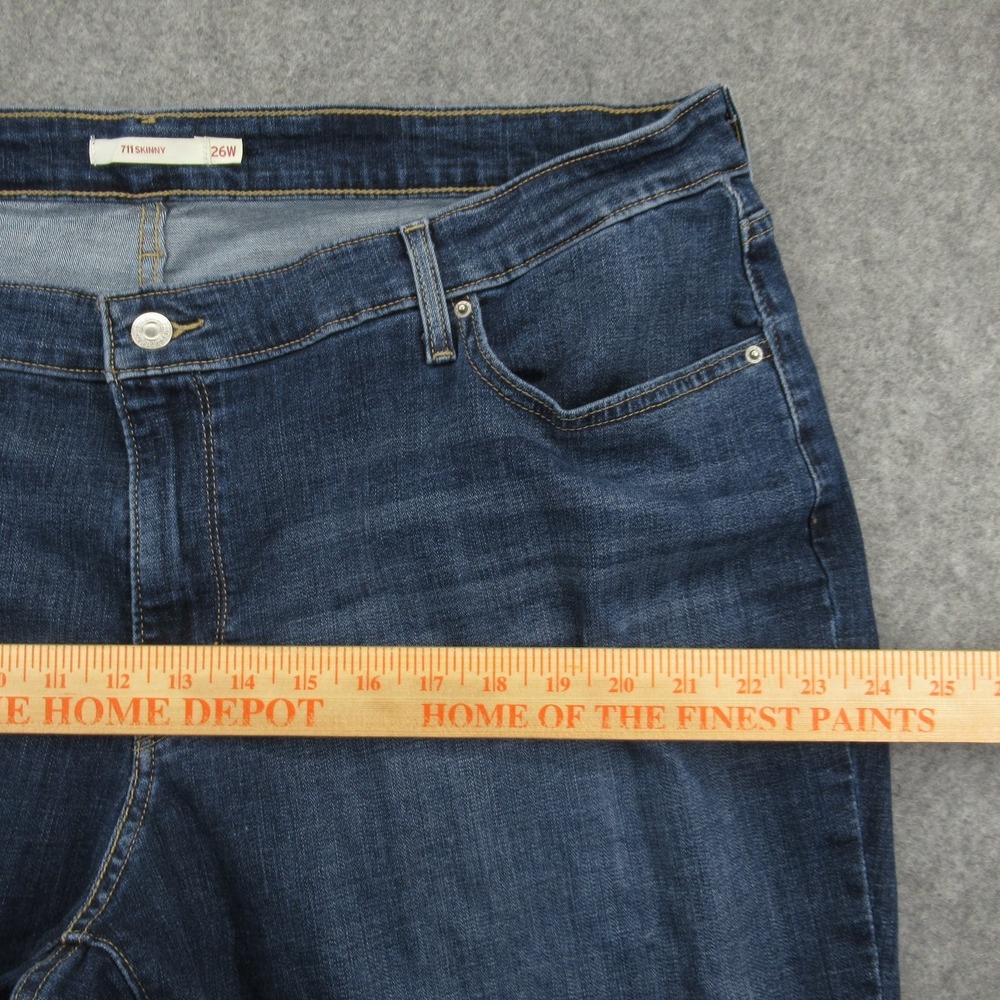 Levi's 711 Skinny Women's Jeans 26W Blue Distressed Stretch Denim - Picture 6 of 16